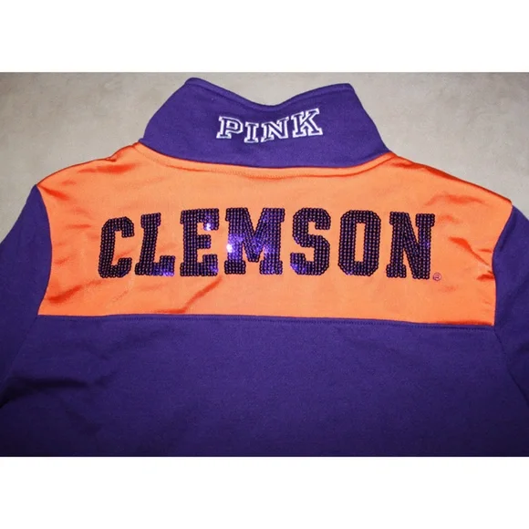 Sweatshirt Victoria's Secret PINK 'Bling Clemson Tigers' - Taille Très Grande (000000000) - Col Rond à Manches Longues - Neuf Avec étiquettes (NWT)